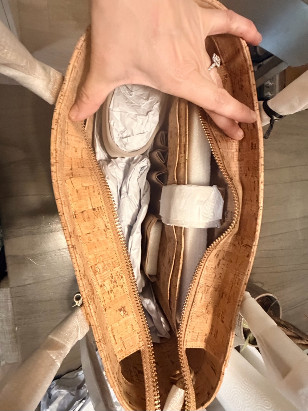 Dagne Dover Cork Tote in Natural Tan - Picture 5 of 11